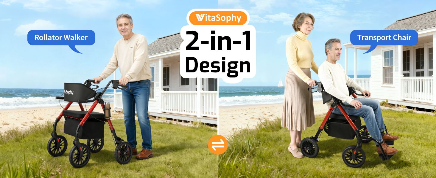 VitaSophy 2 in 1 Rollator Walker for Seniors