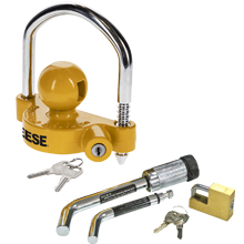 Product image of REESE yellow trailer coupler lock and key set
