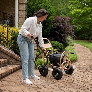 Holds 300 ft of 5/8 Garden Hose.