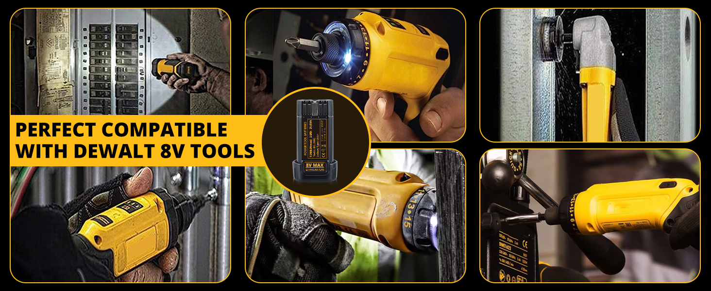 replacement for dewalt 8V battery