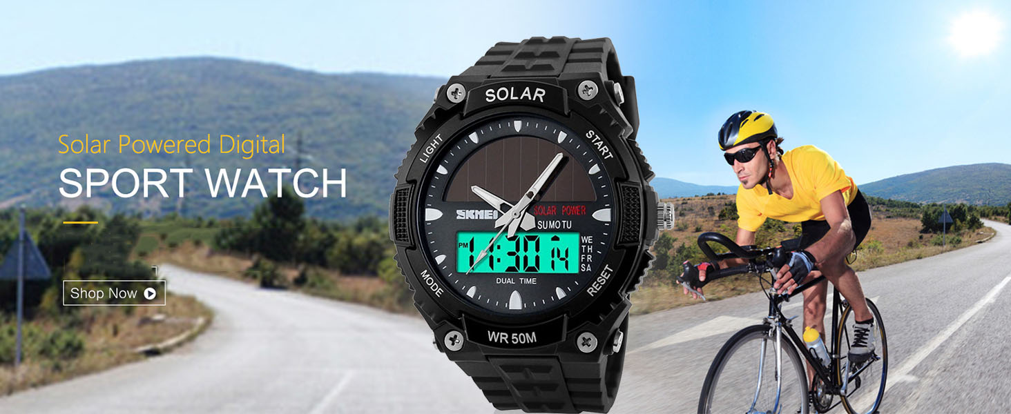 Men's Solar Powered Casual Quartz Wrist Watch