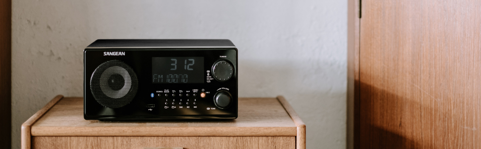 SANGEAN WR-22 Tabletop Bluetooth Radio 3-Inch 7W Full Range Speaker With Enlarged Magnet
