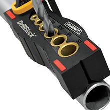 drill guide, drill block, handheld, drill press, straight holes