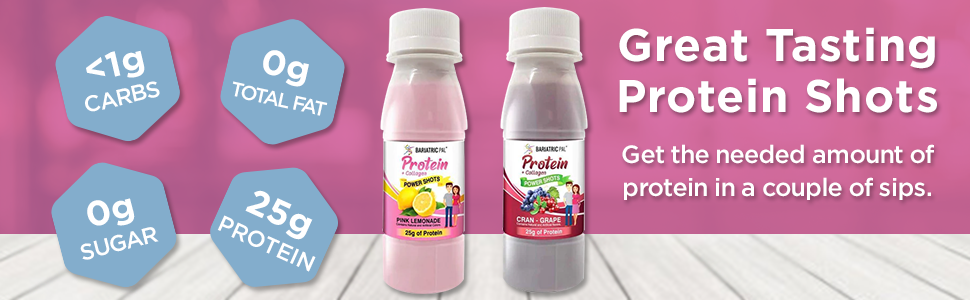 Great tasting protein shots with 25g of protein, no sugar, and less than 1g of carbs