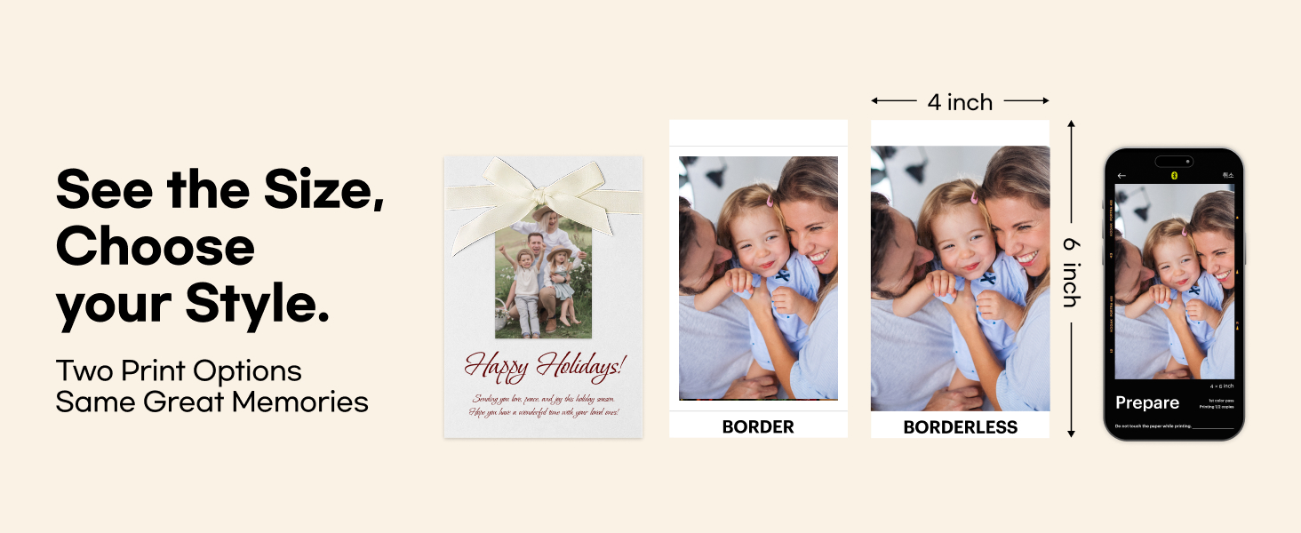 See the size, choose your style! Two print options with same great memories.