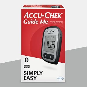 Roche Accu Chek Guide Me Meter gives accurate results in less than 4 seconds, batteries included