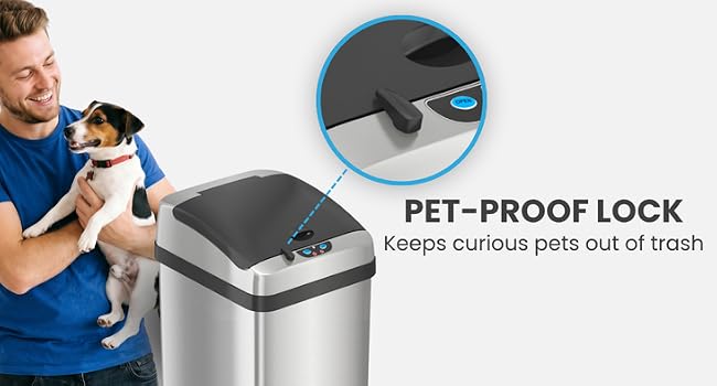 mudroom entry pet waste bin stainless steel look litter genie xl soft close quiet lid damper