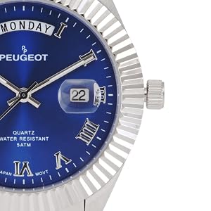 40mm Blue Face Fluted Bezel Steel Bracelet Watch
