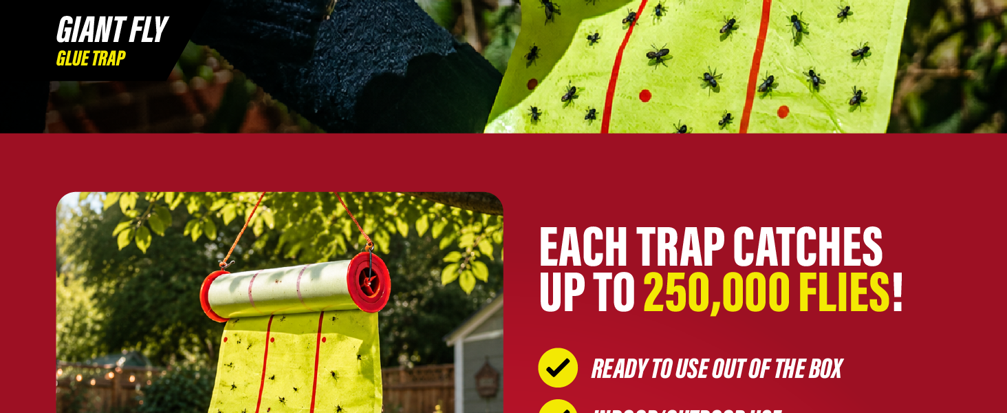 Catchmaster giant fly glue trap catches up to 250,000 flies for outdoor fly control