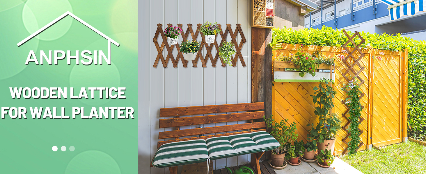 Wooden Lattice Wall Planter