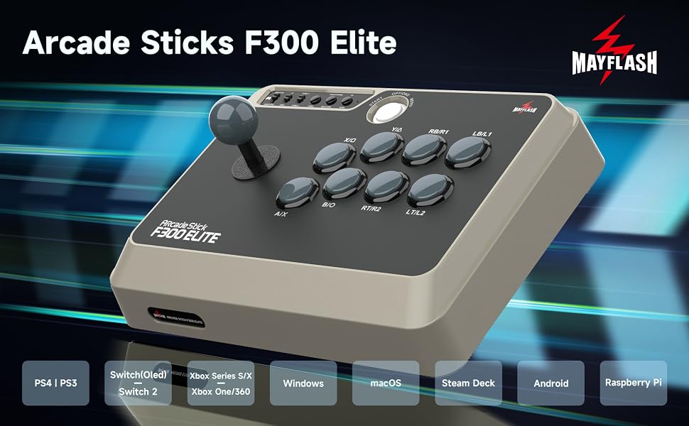 MAYFLASH Arcade Stick F300 Elite with Sanwa Buttons for Switch 2, Xbox Series X, Xbox One, PS4