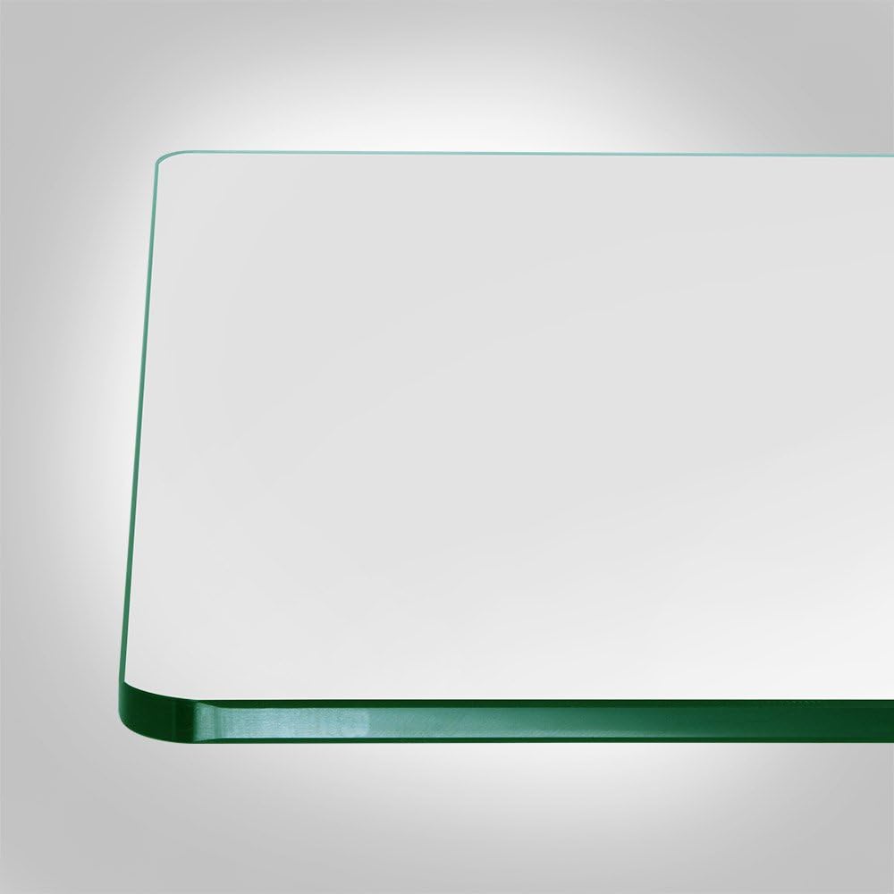 16 inch Square Glass Table Top - Tempered - 1/2" Thick Glass Surface, Safe Beveled Edge, Eased Corners, Multipurpose for Dining Table, Patio, Coffee and End Table