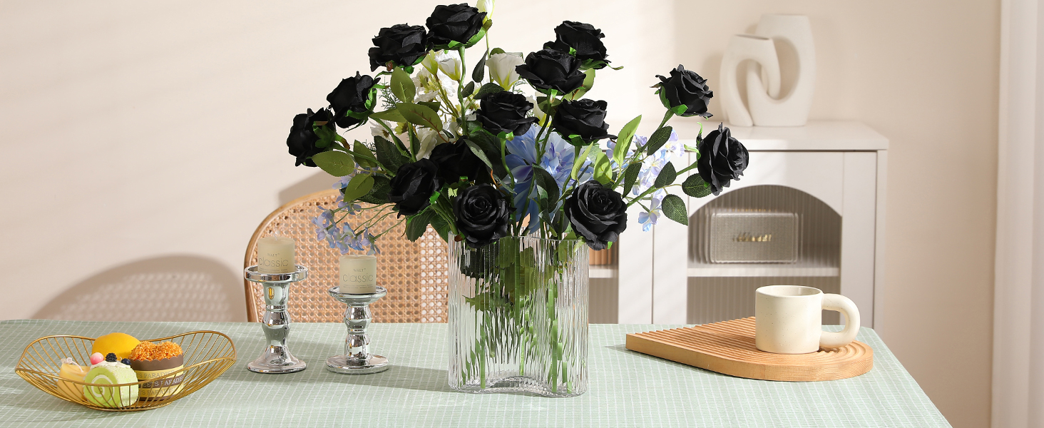 12pcs black roses