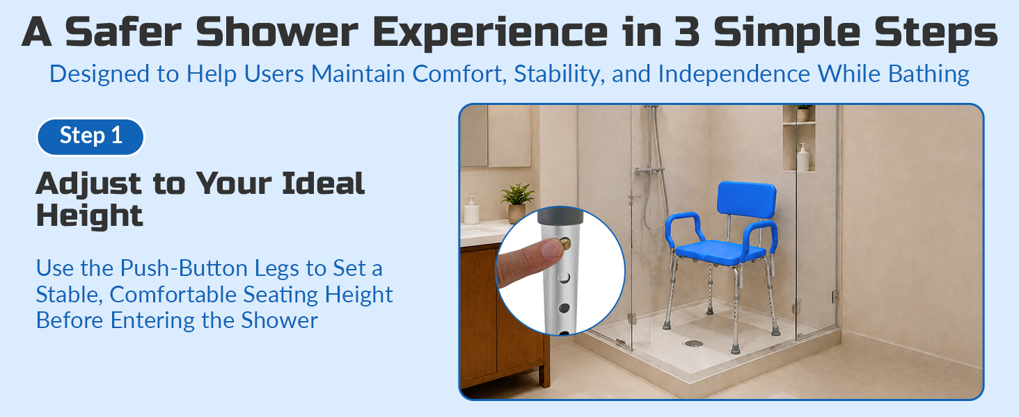 Padded Shower Chair and Bath Chair with Armrests and Back, Comfortable Deluxe Shower Chair