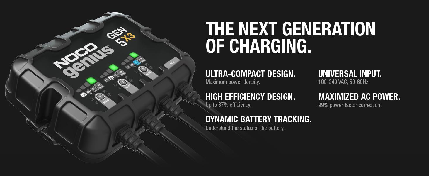 GEN5X3, 3-Bank, 15-Amp Fully-Automatic Smart Marine Charger, 12V Onboard Battery Charger