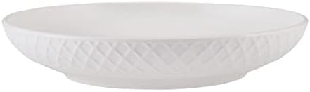 Mikasa Trellis Bone China 9-Inch Pasta Bowls Set of 4, Lightweight, Chip-Resistant White Porcelain, Dishwasher and Microwave Safe