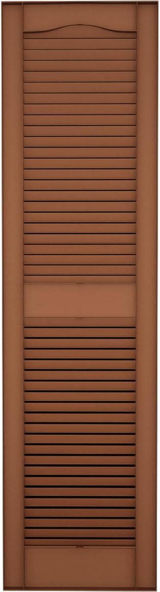 Ekena Millwork 14.5 in. W x 48 in. H Builders Edge, Standard Cathedral Top Center Mullion, Open Louver Shutters, Includes Matching Installation Spikes (Per Pair), 002 - Black