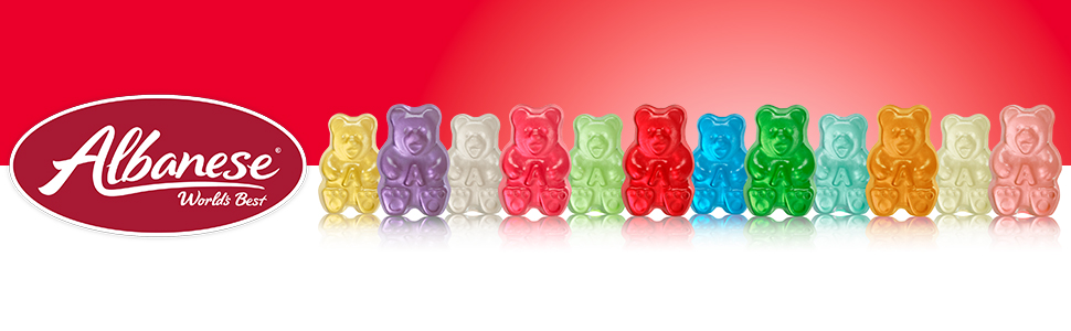Different bag varieties of gummies, sour gummies, natural gummies, gummi bears, gummi worms