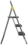 Cosco 11839GGO Commercial 3-Step Folding Stool, 300lb Cap, 20 1/2w x 32 5/8d x 52 1/8h, Gray