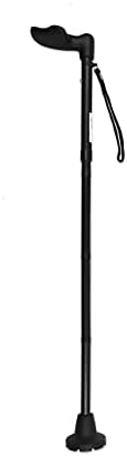 KMINA Folding Walking Cane for Women and Men, Palm Grip, Right Hand, Black