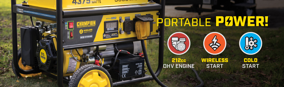 212cc Champion engine with electric and wireless remote cold start technology