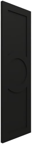 12"W x 55"H True Fit PVC Center Circle Arts & Crafts Fixed Mount Shutters, Black (Per Pair - Hardware Not Included)