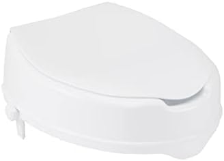 Drive Medical Raised Toilet Seat with Lock and Lid, 4 Inch | Raised Toilet Seat Includes Lock and Lid for Added Stability