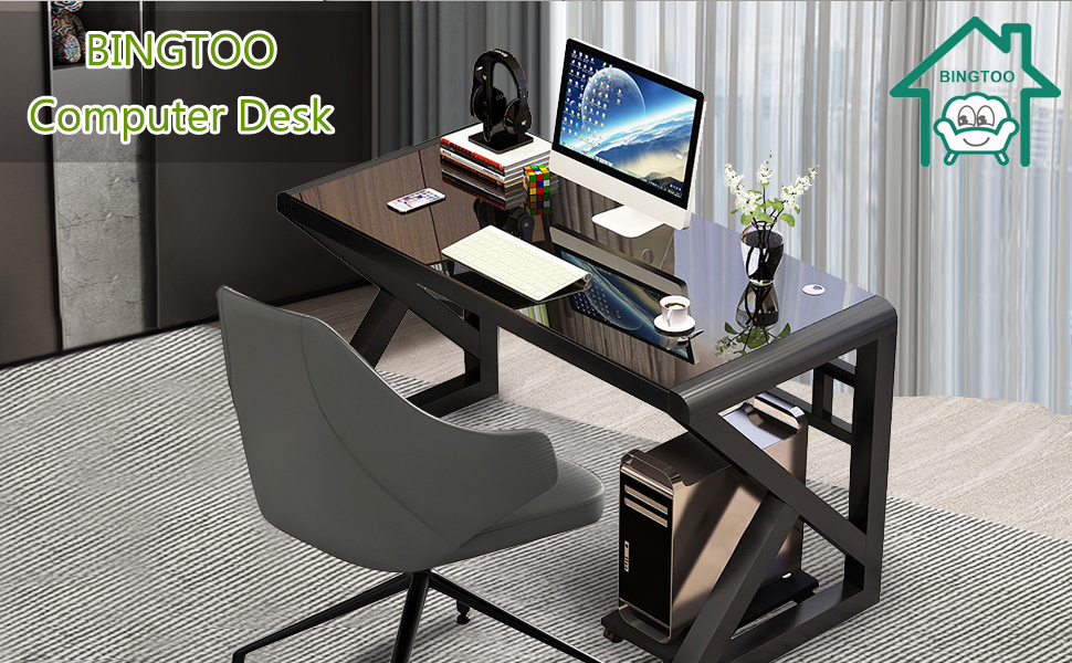 Writing Gaming Study Work Glass Computer Table Desk