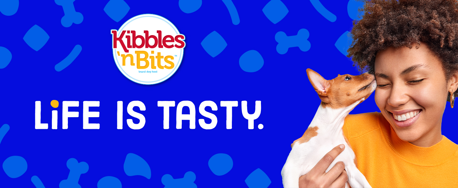 Life is Tasty tagline with person holding dog
