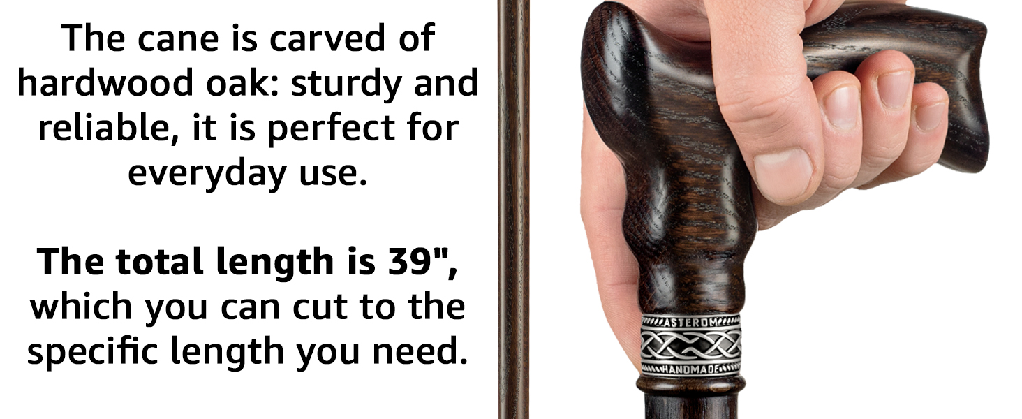 Extra tall wood walking cane for men and women