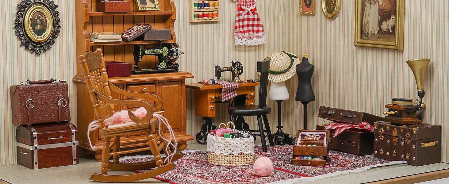 Odoria dollhouse vintage sewing room