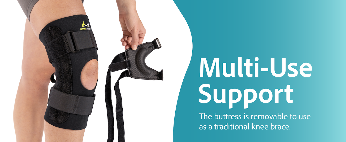 Removable buttress for a traditional knee brace