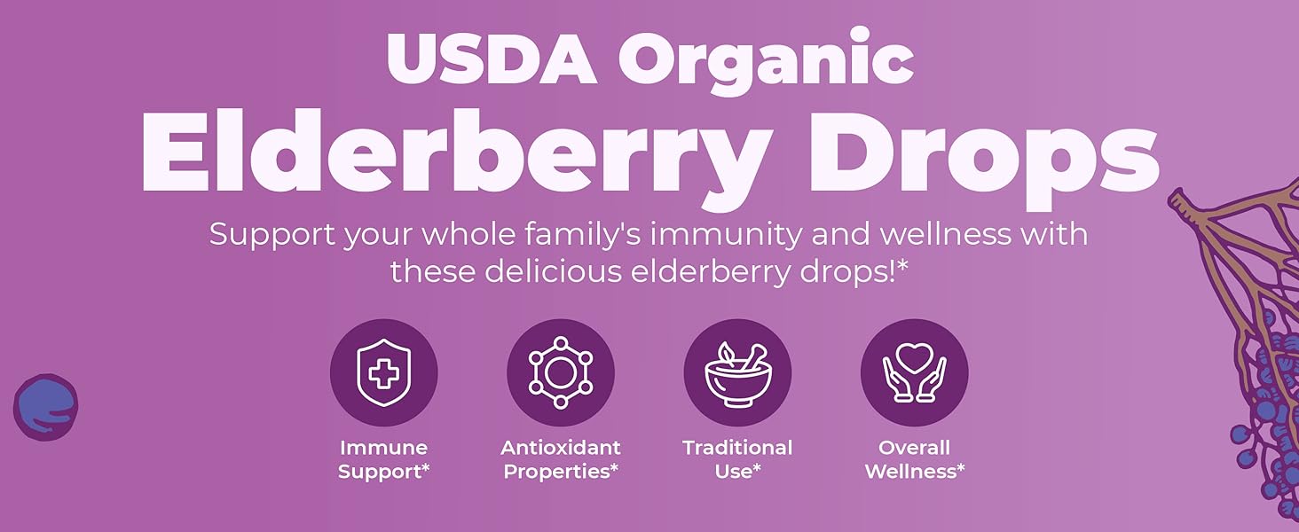 Elderberry Drops, Blueberry Raspberry, Org, 1 oz