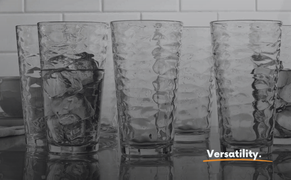 Versatility, highball glasses, perfect, sturdy base, spill-free, stylish experience, sturdy, elegant