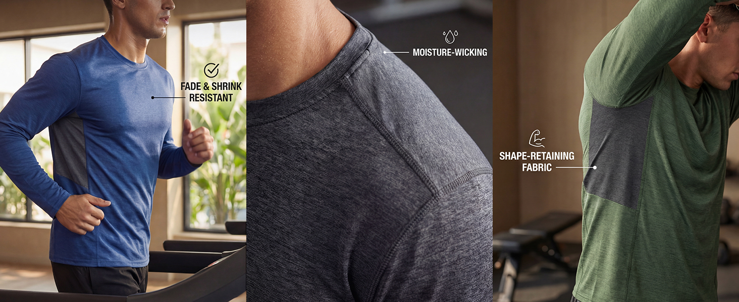 Wicks sweat, blocks sun. Moisture-wicking polyester-spandex keeps you dry while shielding skin from