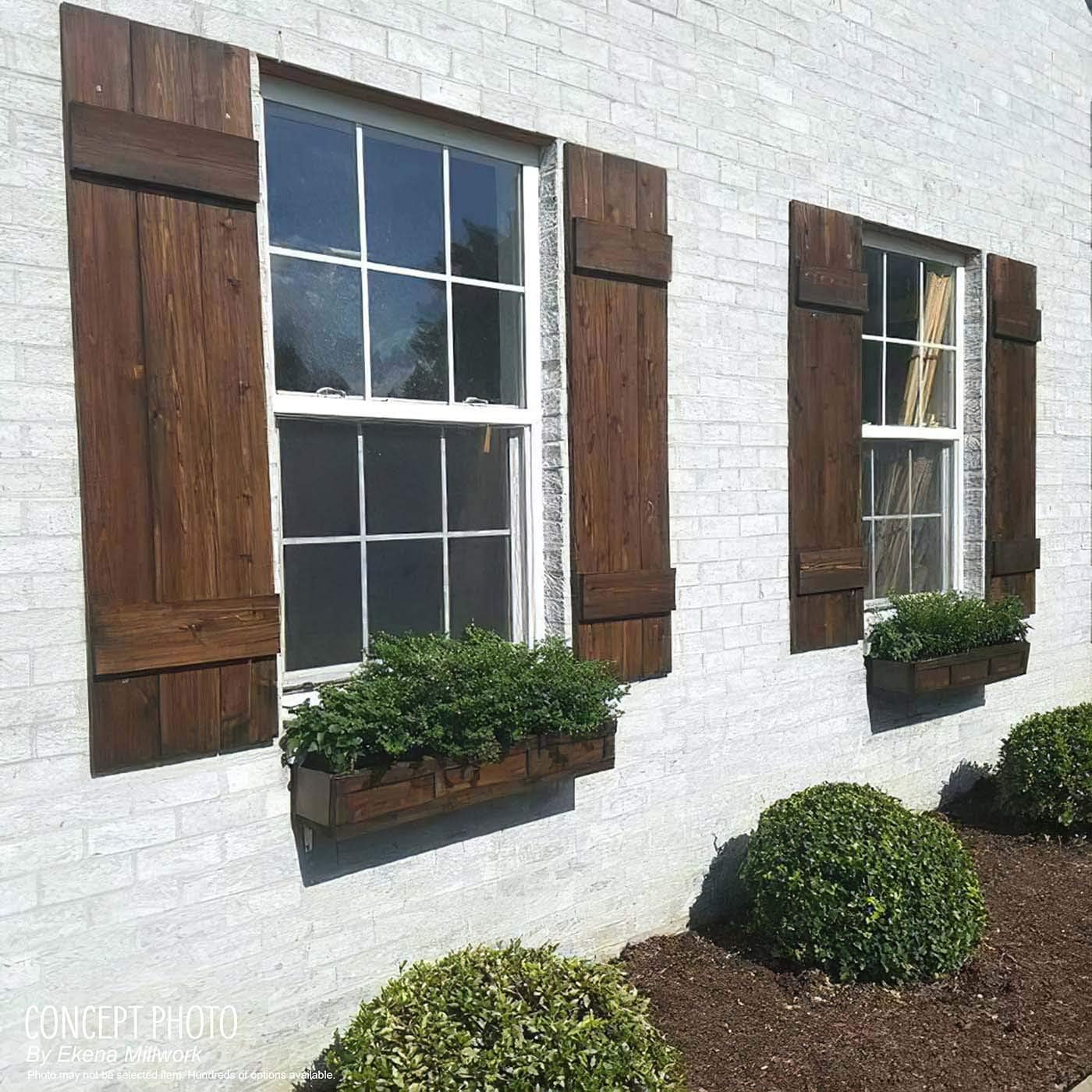 Ekena Millwork RBS06S11X036RWR TimberCraft Two 5 3/8" Boards Spaced Board-n-Batten, Rustic Wood Shutters (Per Pair), 11 1/4"W x 36"H