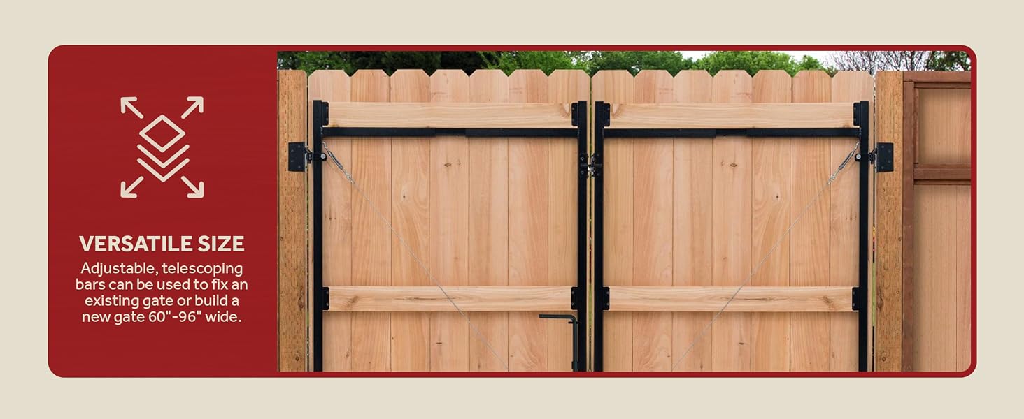 Adjust-A-Gate Steel Frame Gate Building Kit, 60&amp;#34;-96&amp;#34; Wide Opening Up To 6&amp;#39; High