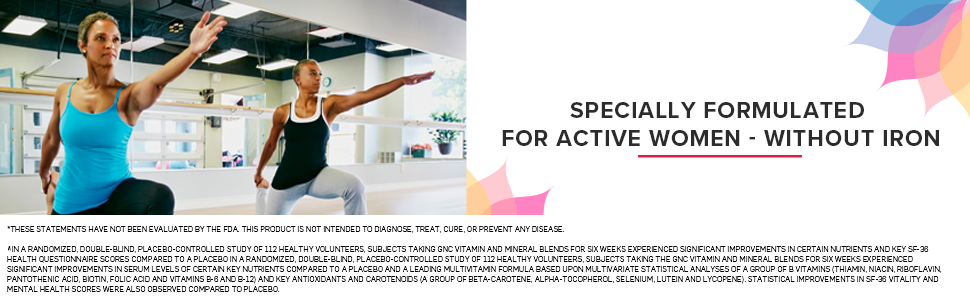 specially formulated for active women without iron