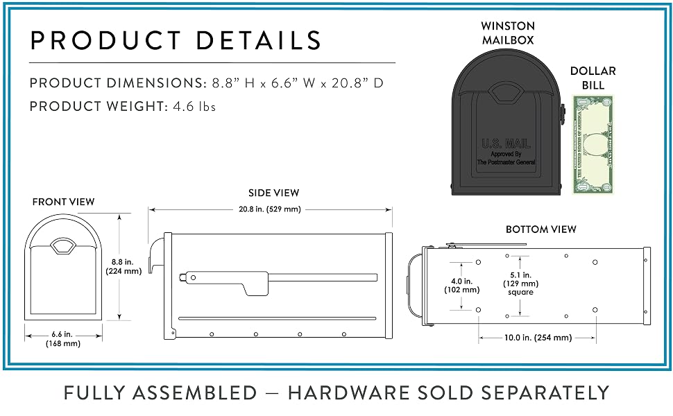 Product details- fully assembled - hardware sold separately