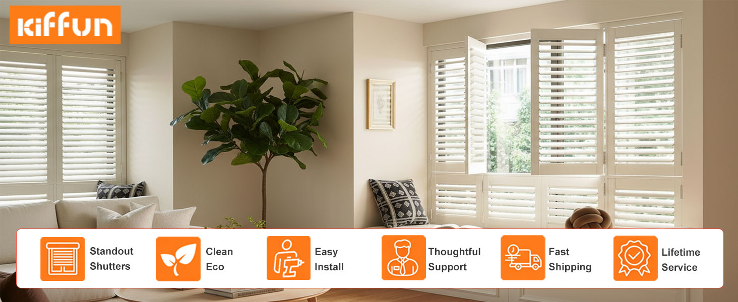 KIFFUN Plantation Shutters for Inside Windows