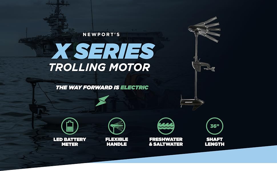 electric trolling motor, 36 inch fiberglass shaft, 8-speed control system, 55lb thrust