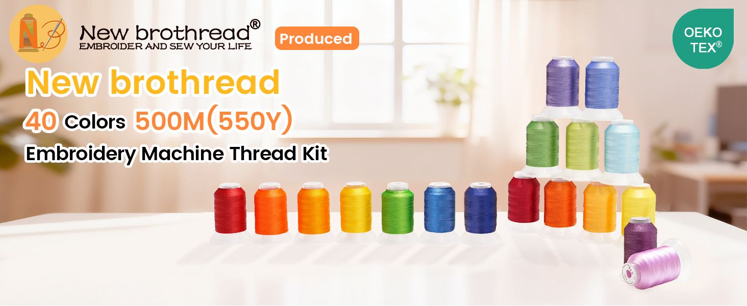 40 Colors 500M(550Y) Embroidery Machine Thread Kit