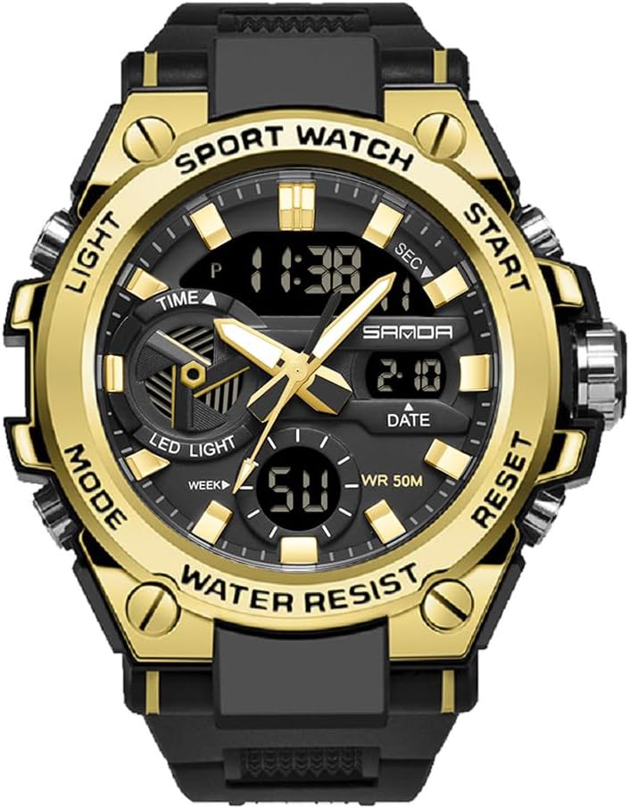 KXAITO Men's Watches Sports Outdoor Waterproof Military Watch Date Multi Function Tactics LED Alarm Stopwatch