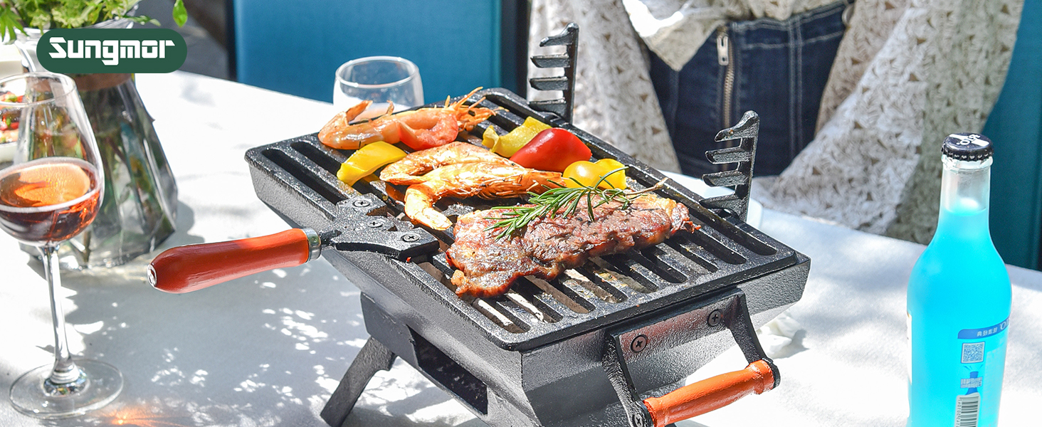 exquisite heavy-duty cast iron BBQ grill for outside during the picnic time