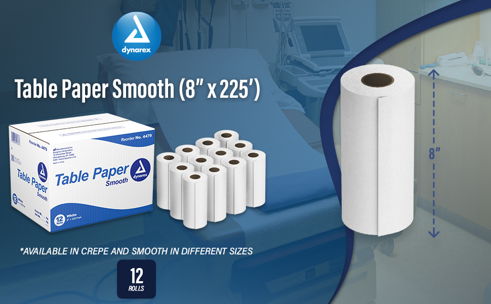 Dynarex Headrest Table Paper, Smooth and High-Quality Exam Table Paper, Used in Medical, Massage,