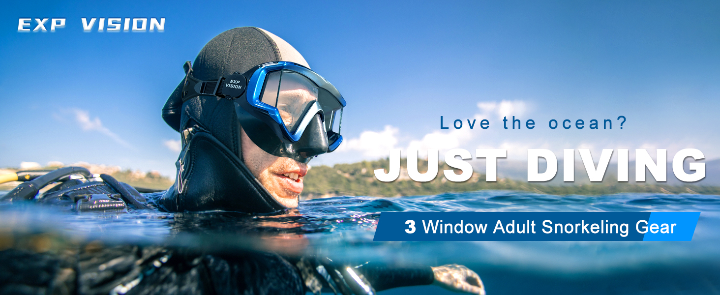 Snorkel Set Pano 3 Adult Snorkeling Gear, Professional Anti-Fog Snorkel Mask Dry Top Snorkel