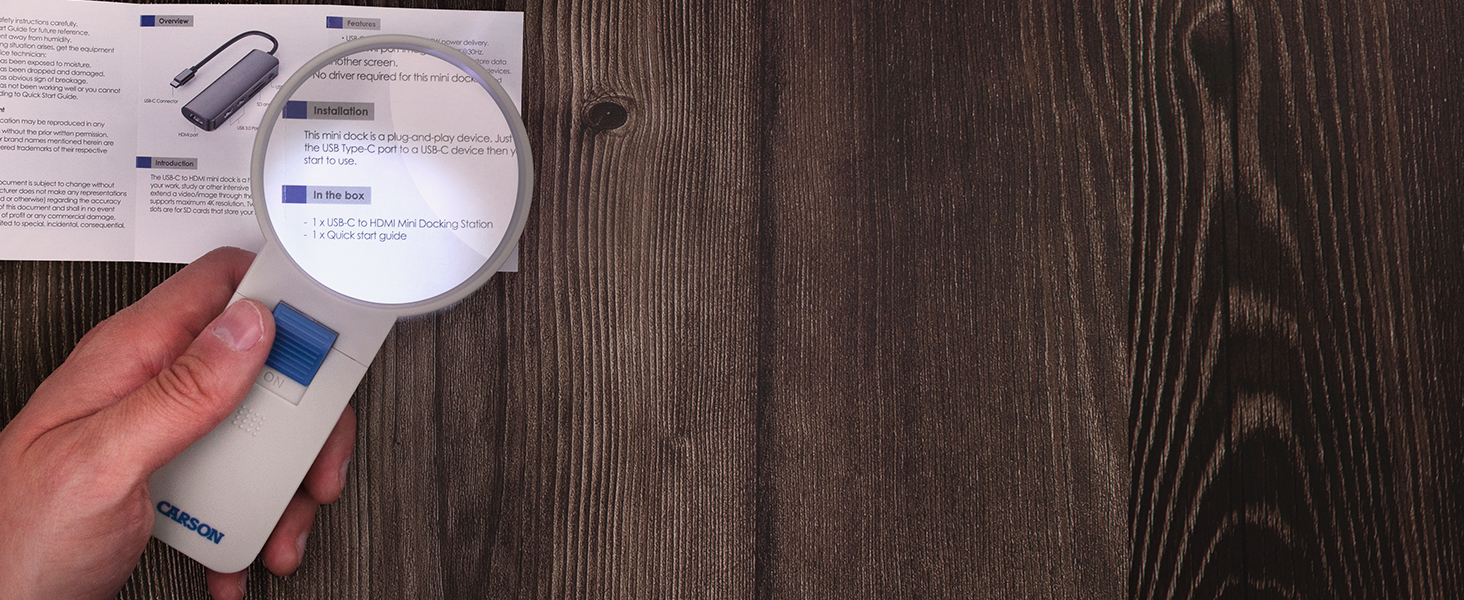 4x Magnifier Inspecting Instruction Manual with LED Light on