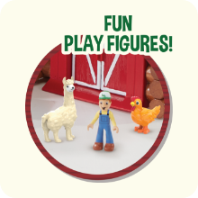 fun play figures with farmer and 2 farm animals