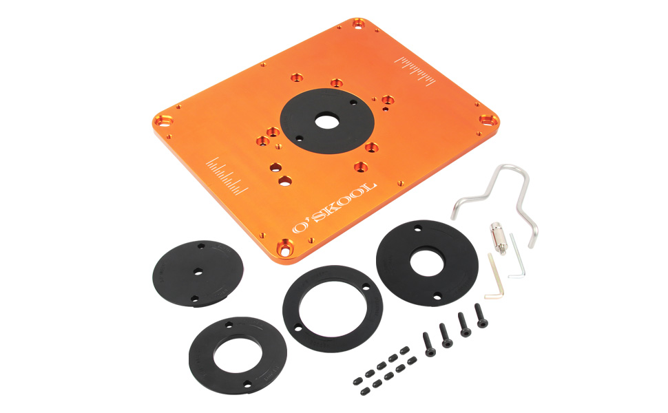 Precision aluminum router table insert plate with pre-drilled mounting holes