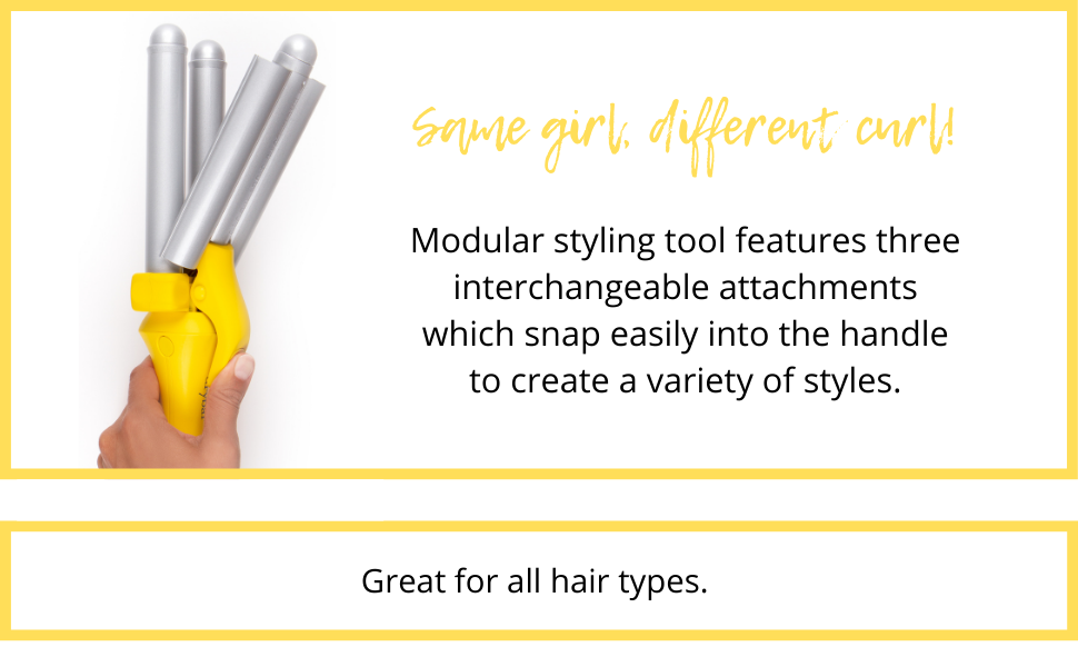drybar THE MIXOLOGIST Modular styling tool features three interchangeable attachment